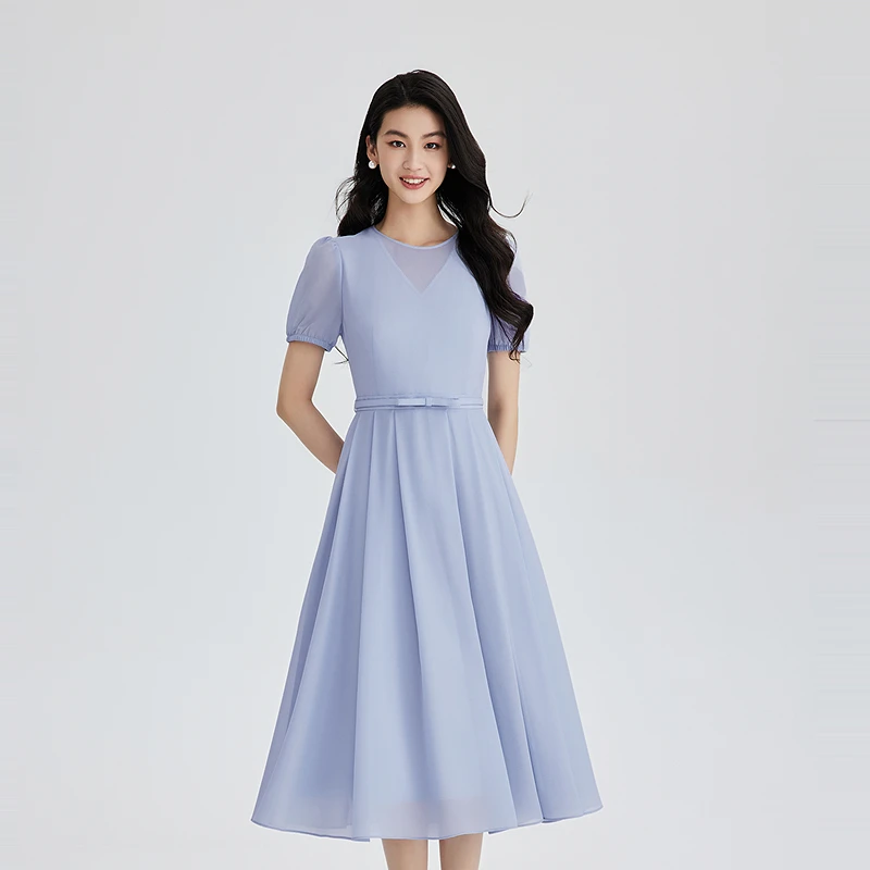 【流光风】OBEG欧碧倩轻盈浅蓝紫连衣裙50502589/50502542