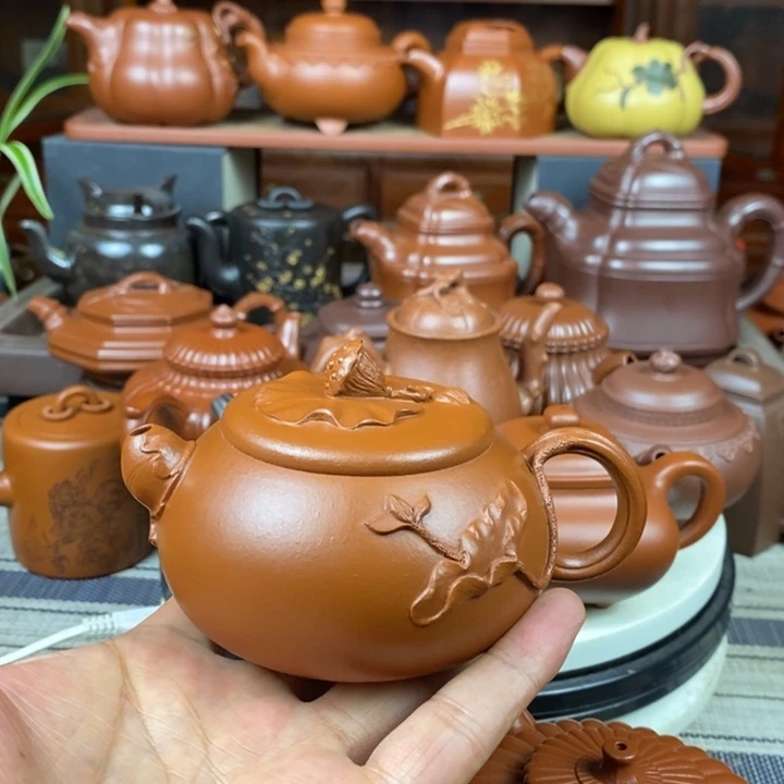 紫砂茶壶莲蓬220cc原矿赵庄朱泥特价