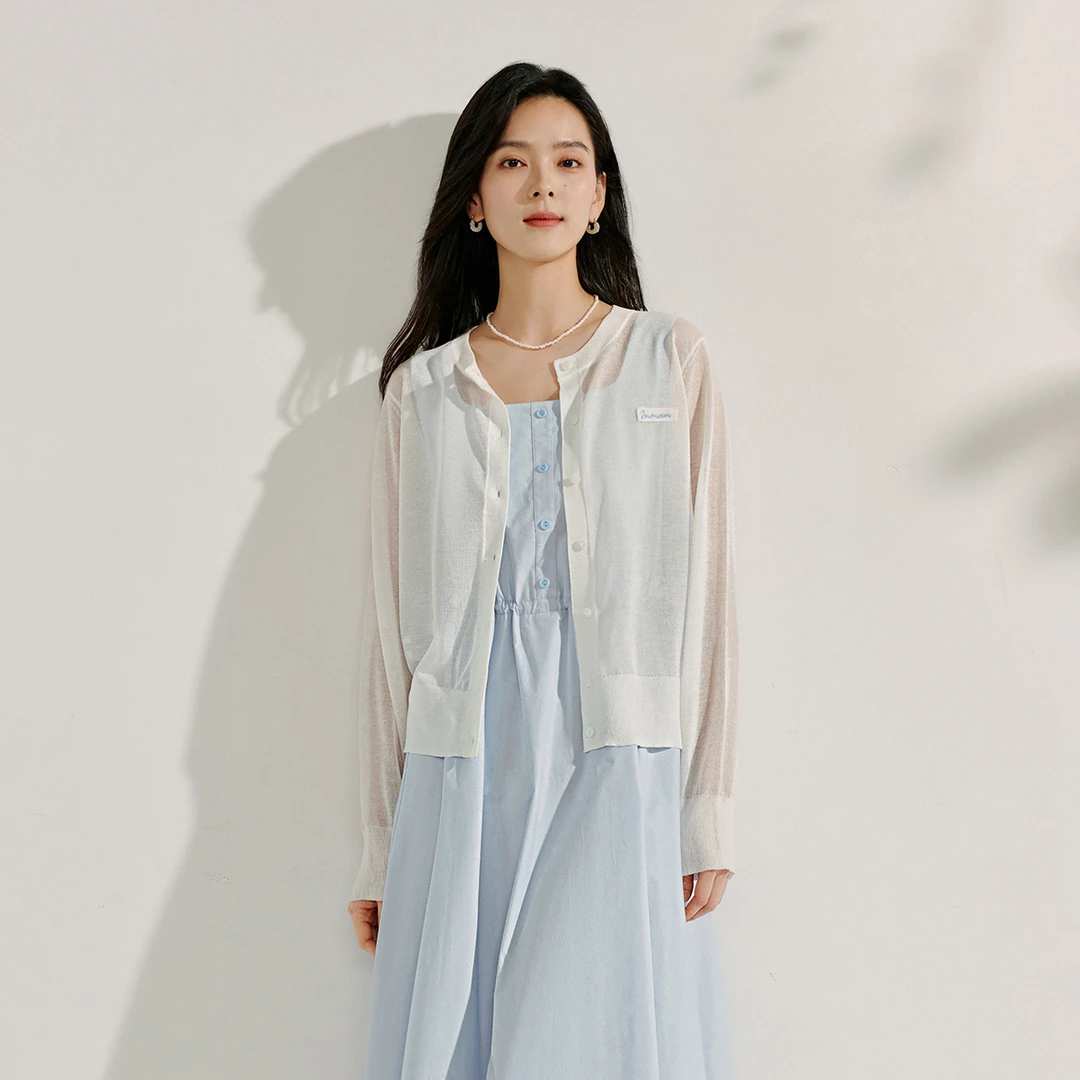 茵曼海边度假外穿薄款针织开衫女2025年夏季新款法式显瘦长袖外套