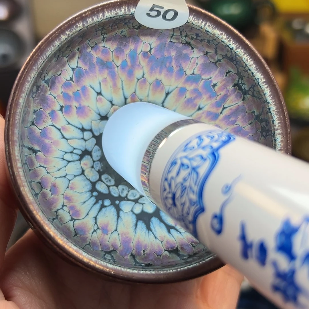 茶盏彩金釉滴将军