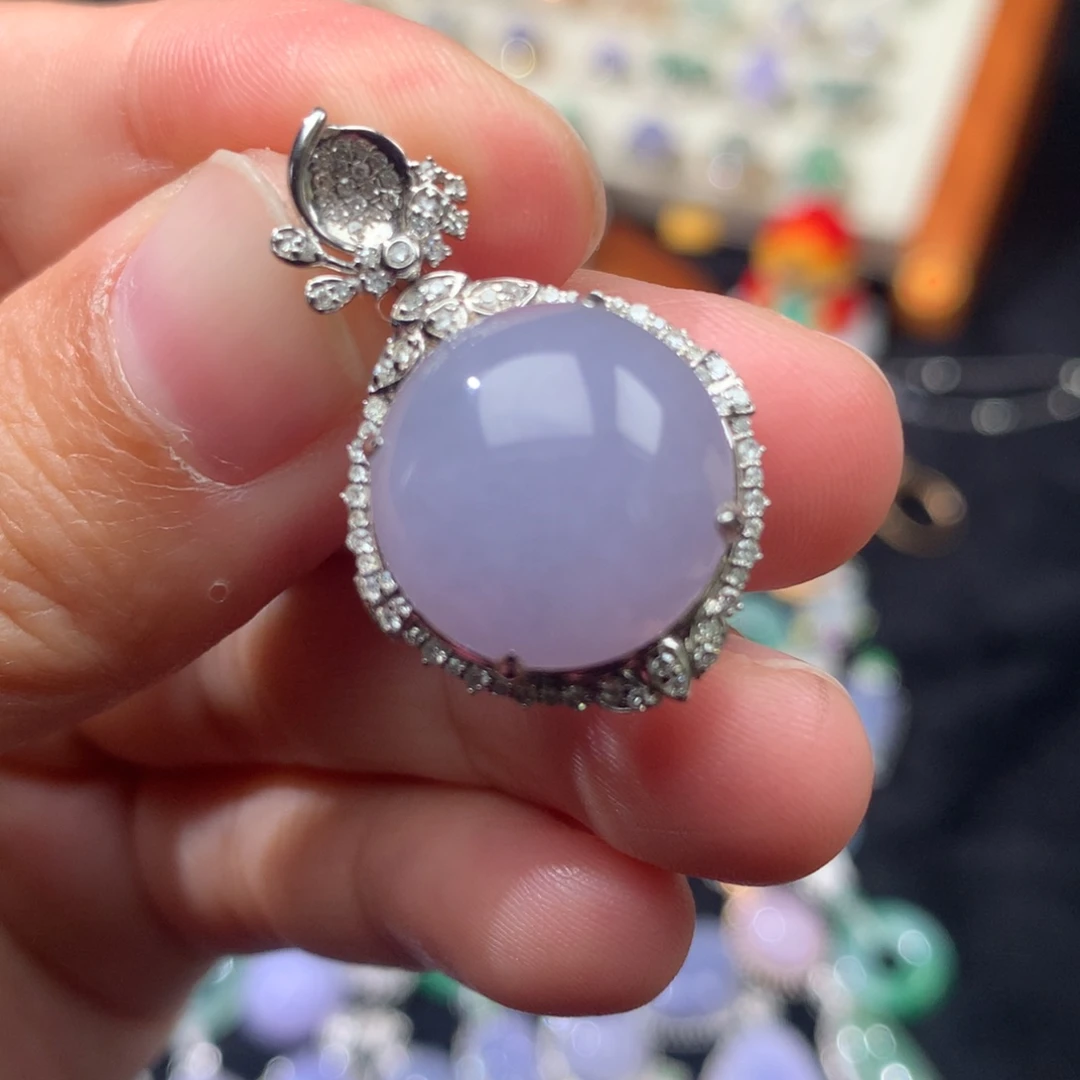 吊坠(不含链)18K金镶嵌翡翠