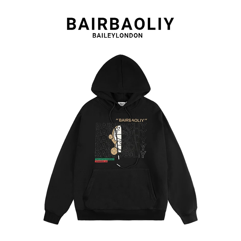 BAIRBAOLIY高奢闪钻哆啦A梦联名款长袖卫衣情侣秋冬加绒连帽上衣