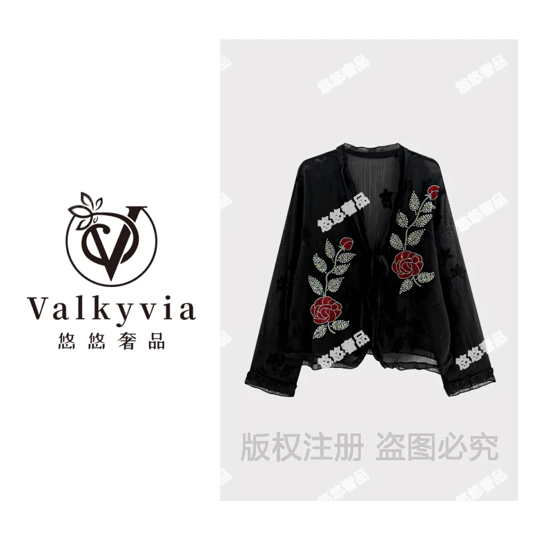 【Valkyvia/悠悠奢品】轻奢烫钻玫瑰时尚休闲外套W6271