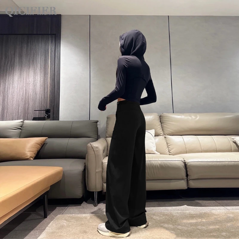 L家呼吸裤  黑/灰  小个子专属 显瘦休闲运动直筒裤 1423