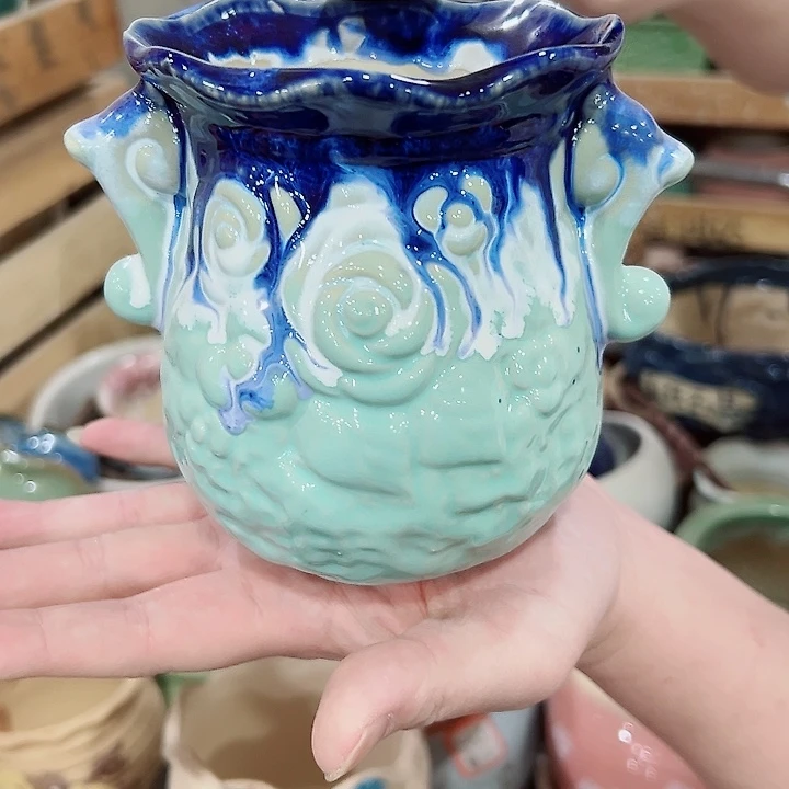 有孔.凑满10元发货多肉陶瓷花盆！