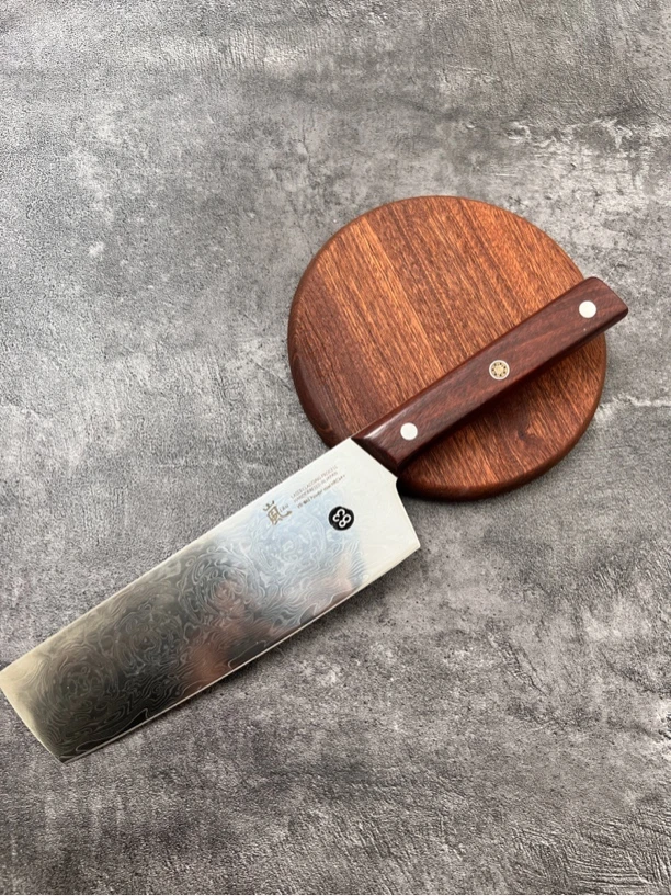 083大马士革钢岚家菜切片刀家用锋利切肉刀具厨房厨师专用菜刀