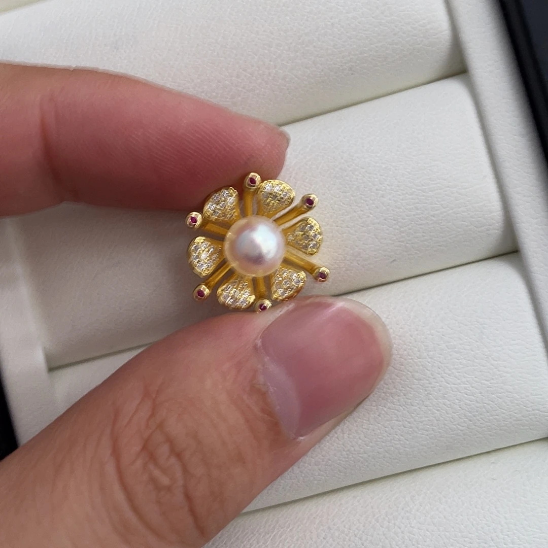 海水珍珠银S925镶嵌吊坠(不含链)