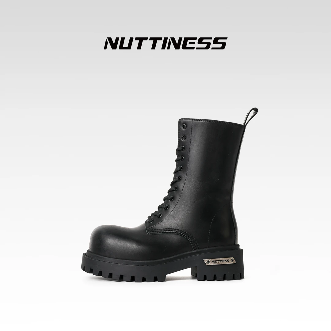 【NUTTINESS】小众设计师款复古秋冬时尚欧美风厚底黑色时装中靴