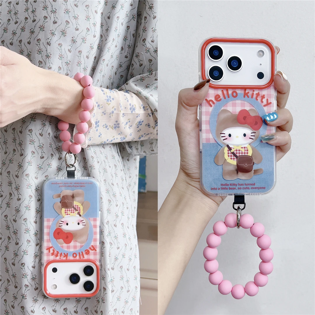 韩系磁吸蝴蝶结猫适用苹果17promax串珠iphone16PM手机壳15圆环14