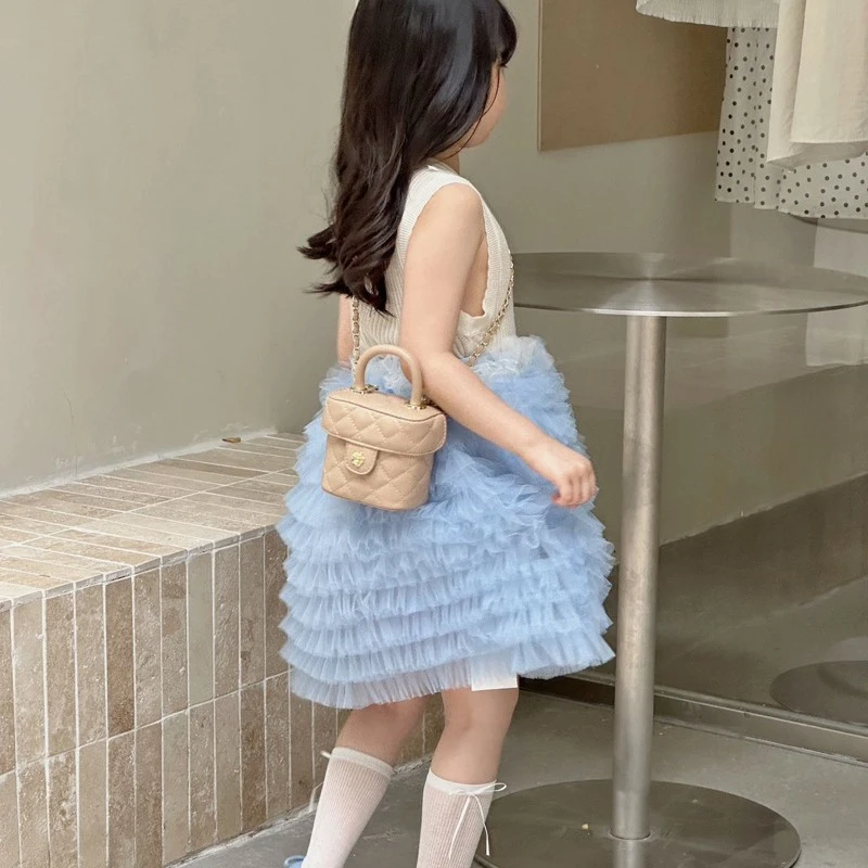 小香风儿童包包2025新款时尚小女孩菱格链条包洋气女童公主手提包