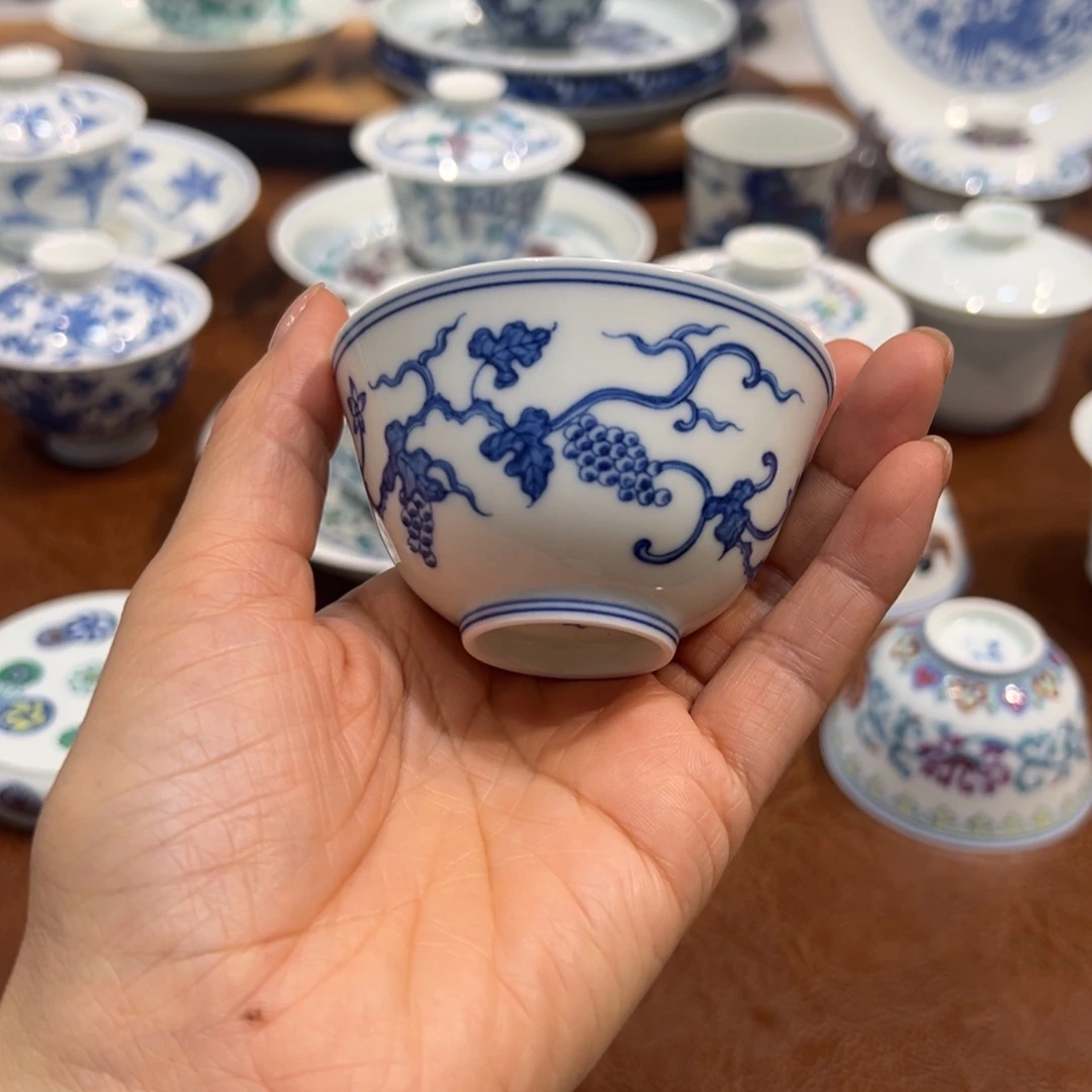 杯子青花葡萄杯子75毫升