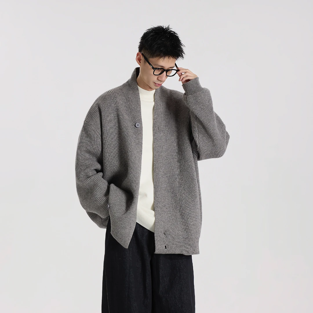 GCCDUPE77『弥野』Lam系列精仿高密混纺针织复古斜扣开衫毛衣外套