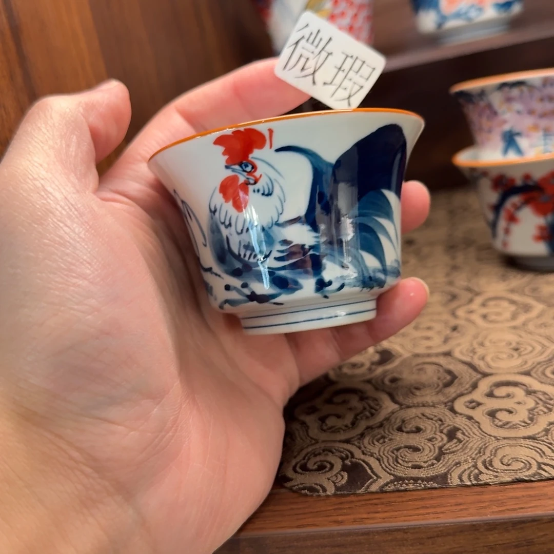 釉下手绘茶具微瑕