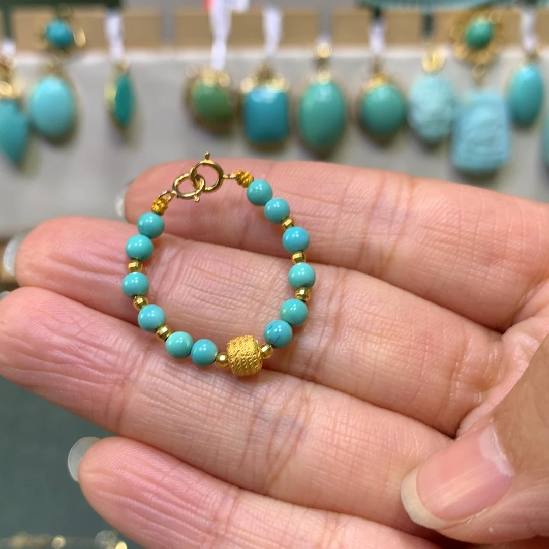 绿松石延长链18K金镶嵌