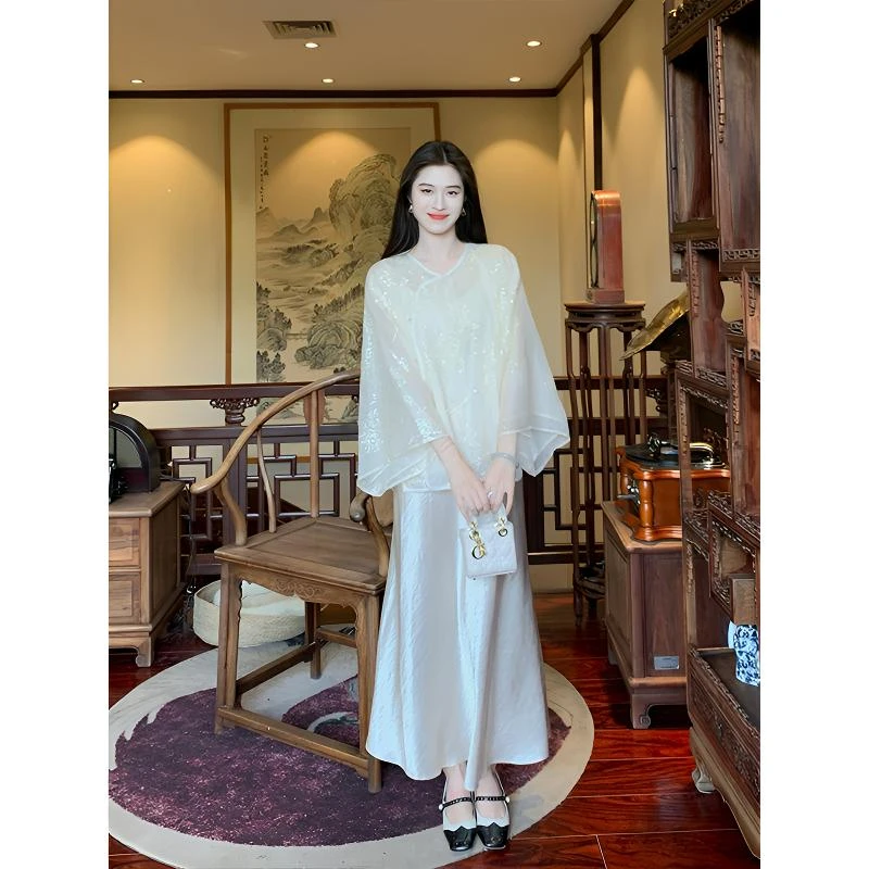 凌茜恣禾【棠皌】国风新中式大气绣花浪漫宽松上衣修身旗袍连衣裙