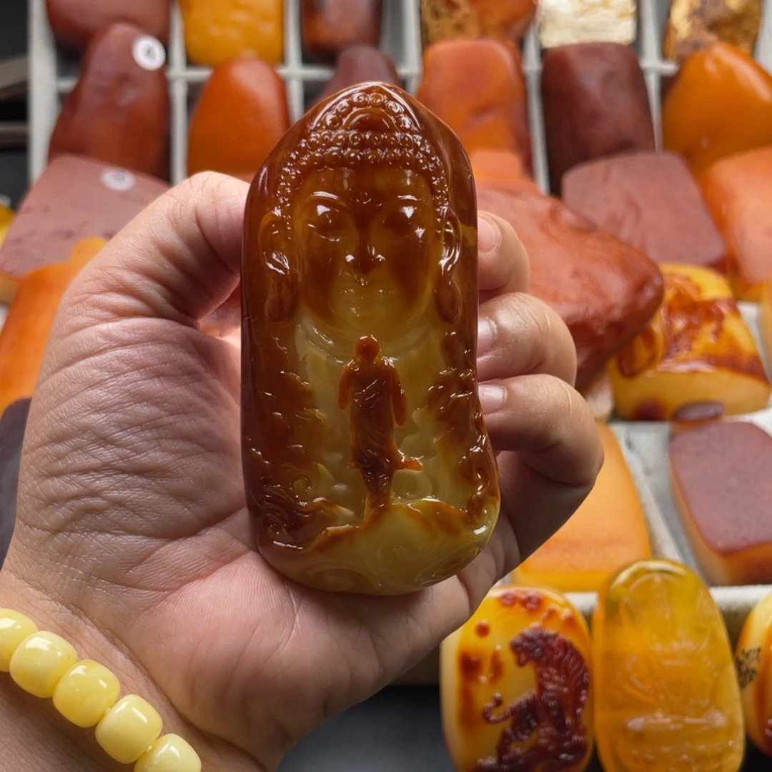 定制蜜蜡未镶嵌懂***儿天然琥珀蜜蜡原石吊坠
