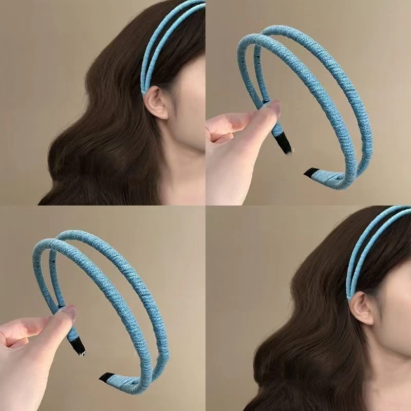 夏季双股毛线双层发箍高级感气质洗脸压发头箍发卡发捆头饰发饰