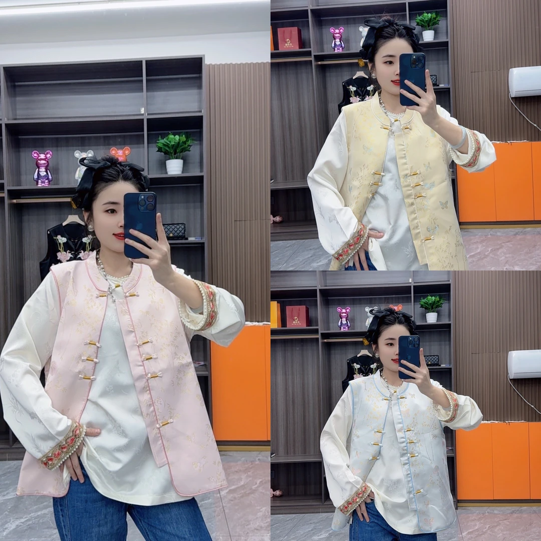 秋冬新款中式提花轻奢百搭盘扣单款马甲