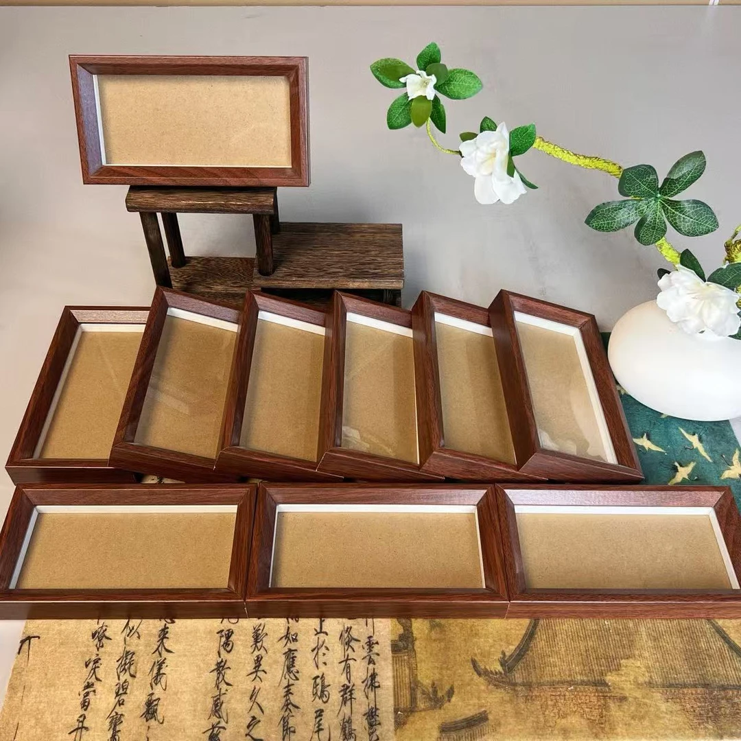【三卡框】全新款双眼皮直角【胡桃色】三卡真玻璃相框拍一发十