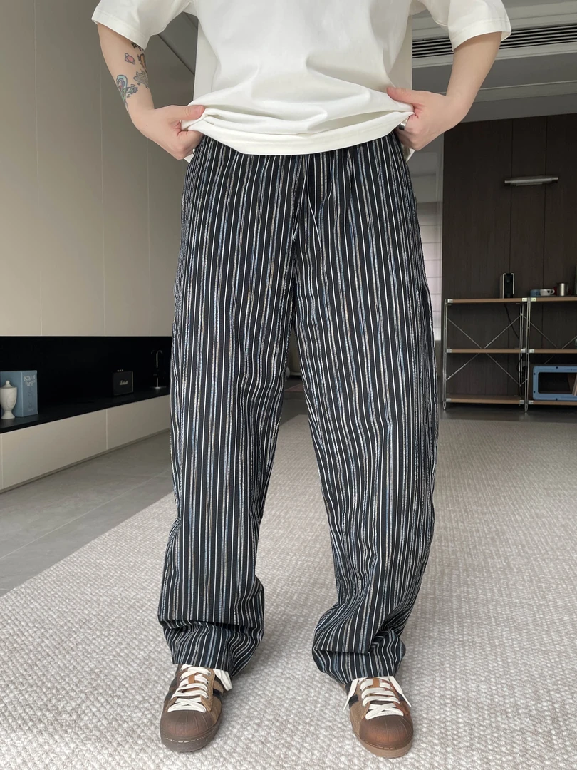 DNOCAT 【泡泡肌理感条纹】轻薄微弯刀版型春夏长裤男女同款