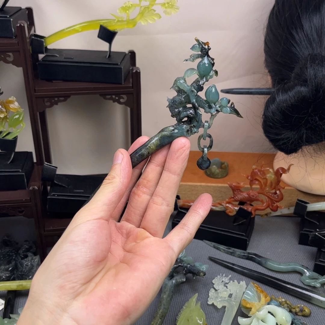 蛇纹石玉未镶嵌发饰