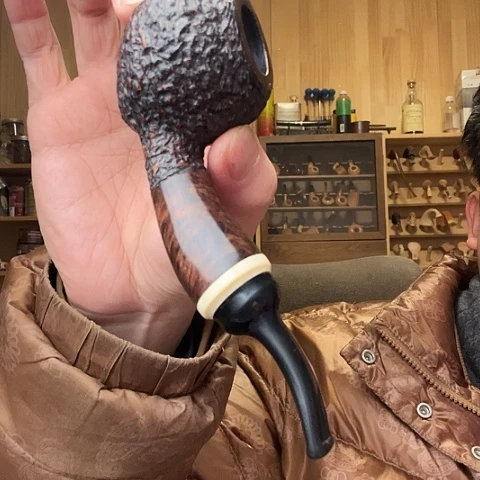 昌化石印石石楠木手工制作烟斗