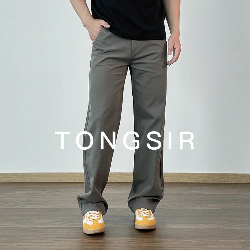 TONGSIR『棉&索罗纳』秋款美式弹力通勤男士休闲裤宽松百搭直筒长裤