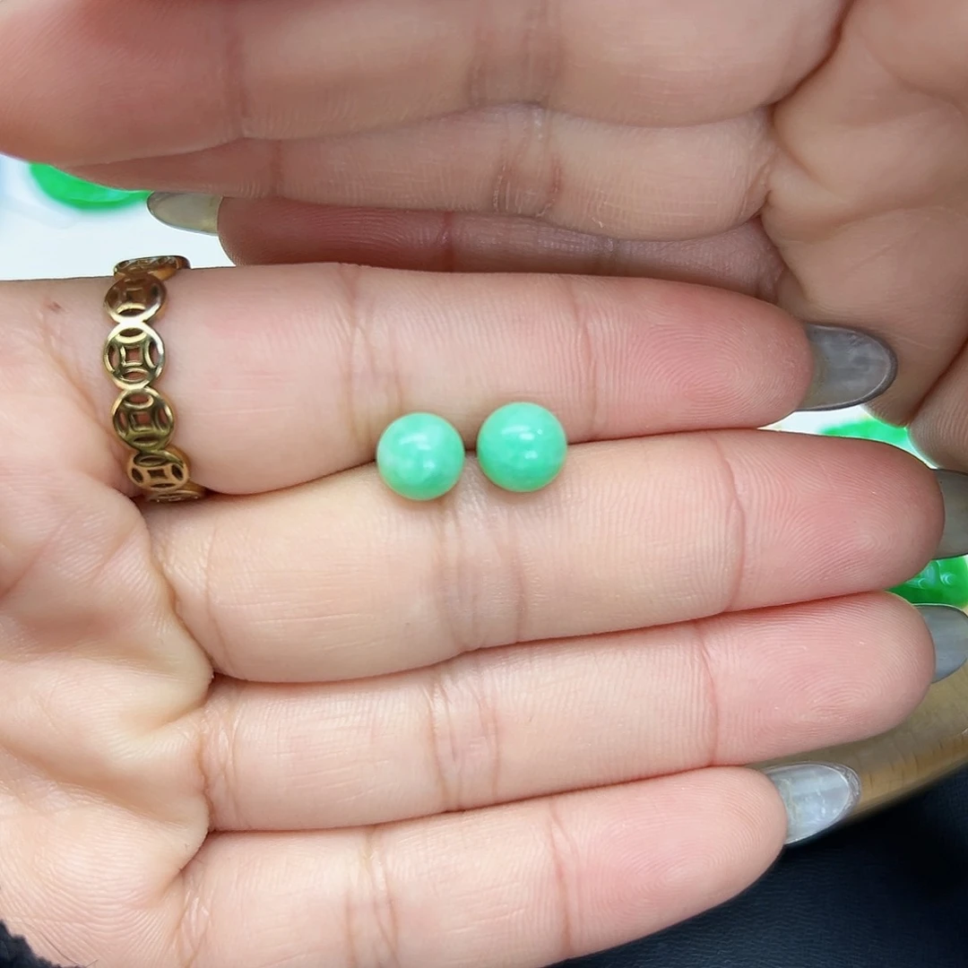 翡翠耳饰18K金镶嵌天然Ａ货翡翠