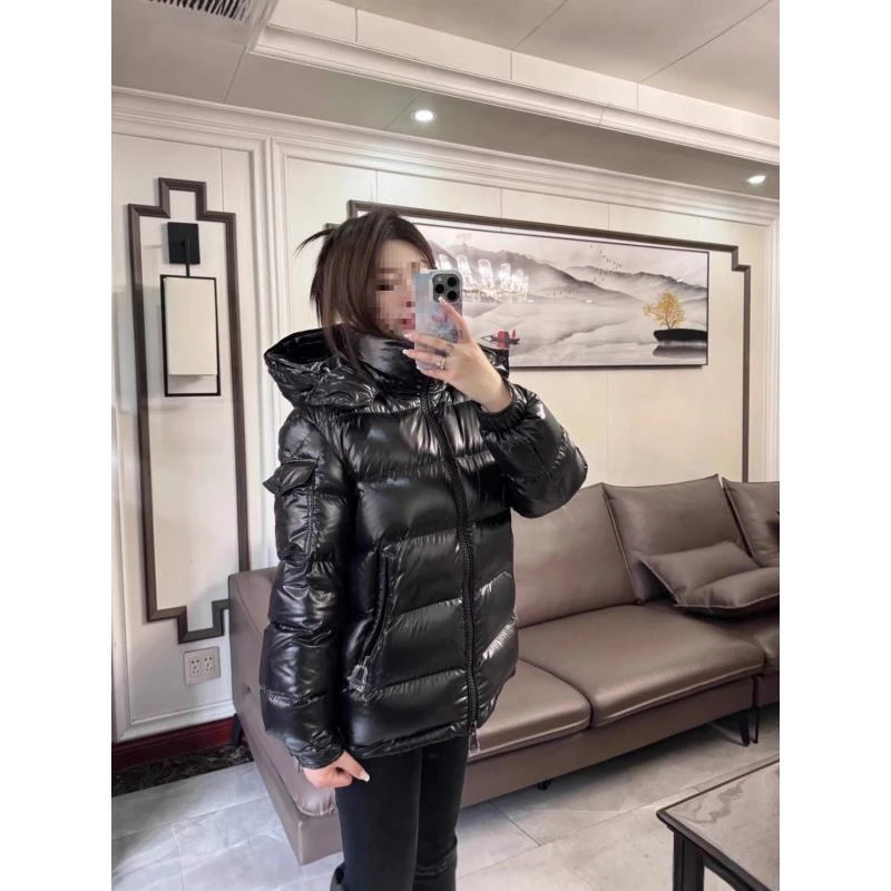 蒙家高奢版玛雅纯原白鸭绒漆皮连帽抗寒羽绒服蒙口maya羽绒服