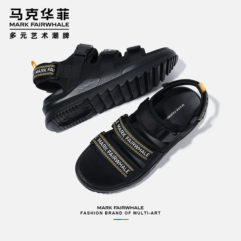 马克华菲凉鞋男款夏季运动沙滩鞋夏天男鞋厚底增高魔术贴凉拖鞋男