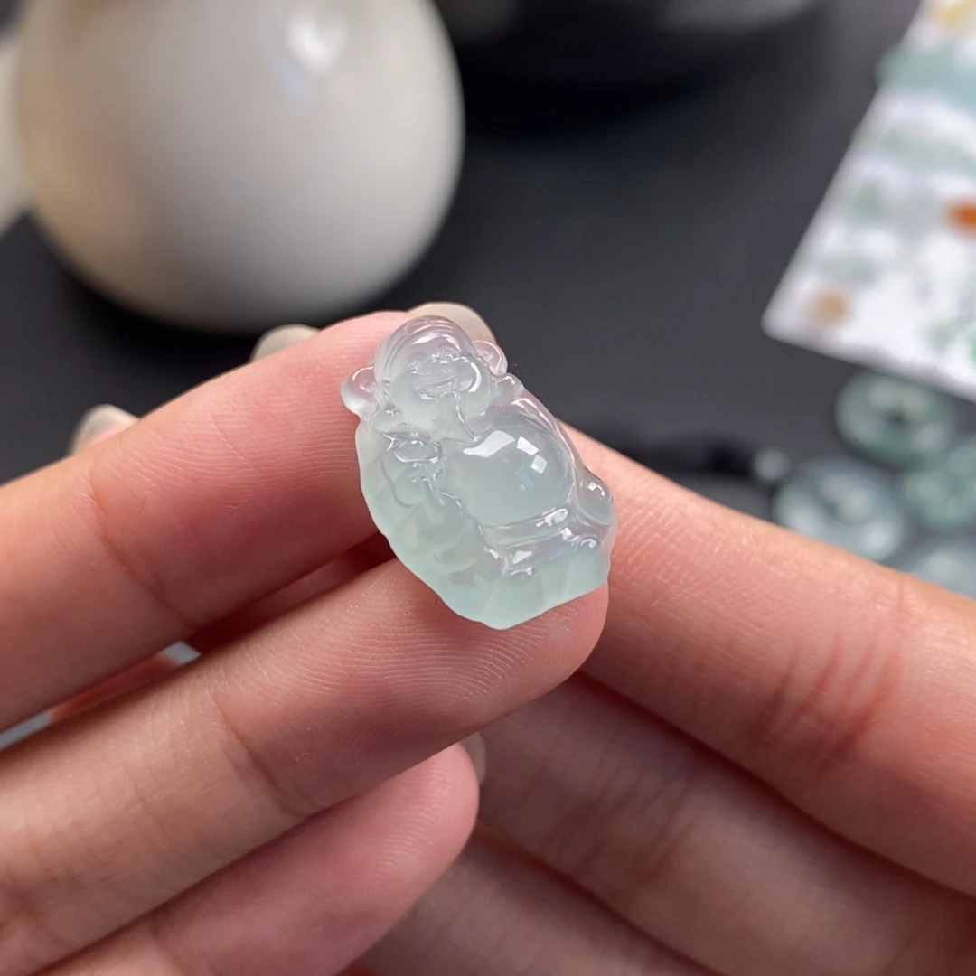 翡翠裸石冰晴起胶财神