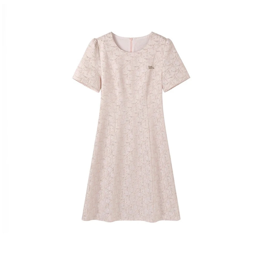 【优妮】大码女装2025夏季优雅通勤圆领洋气高级感A摆收腰显瘦