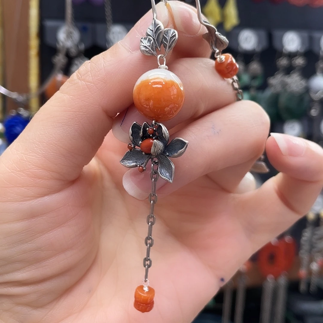 翡翠耳饰银S925镶嵌?**.741ghhghh