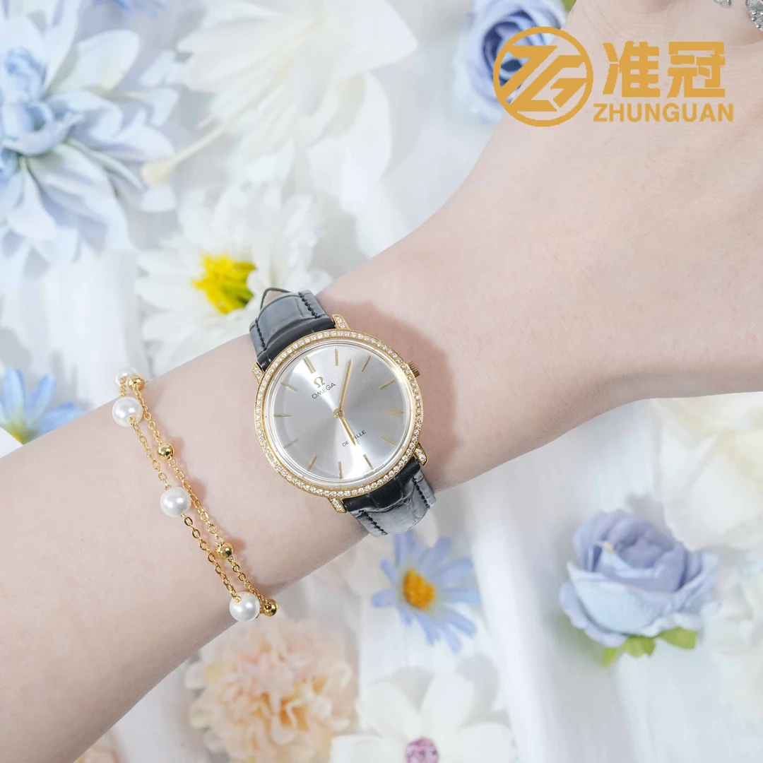 95新 Omega/欧米茄 31mm手动机械JM6443碟飞后镶钻瑞士名表