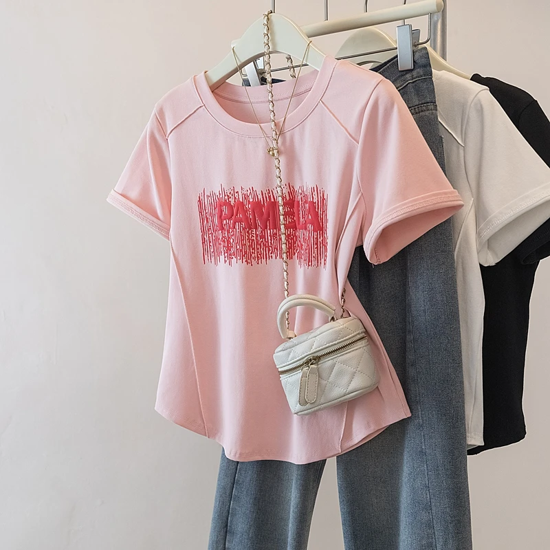 大码女装2025夏季新款显瘦舒适休闲时尚短袖T恤上衣1759