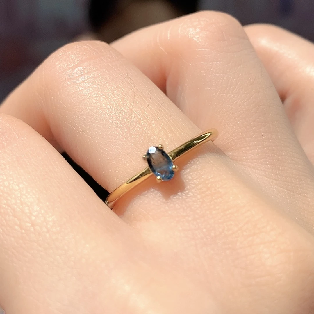 戒指蓝宝石银S925镶嵌天然蓝宝石