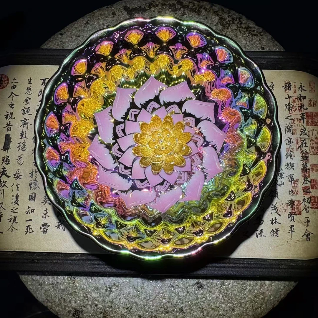 高端茶具茶器（七彩梦幻粉彩金莲杯）主人杯