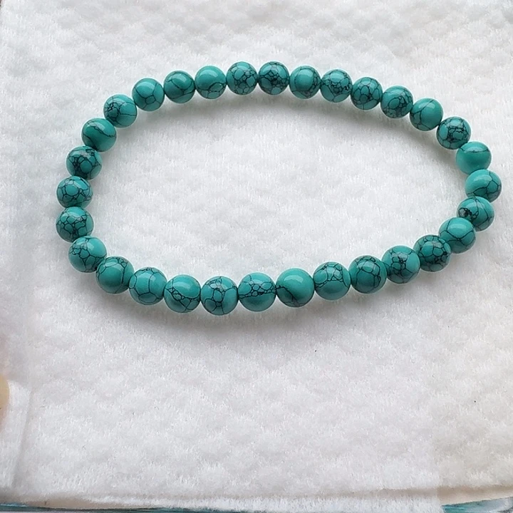 卡6➕绿水草纹圆珠手串