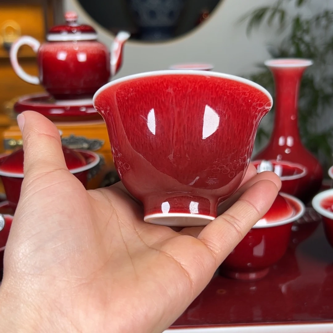 杯子记**吗景德镇原矿朗红杯