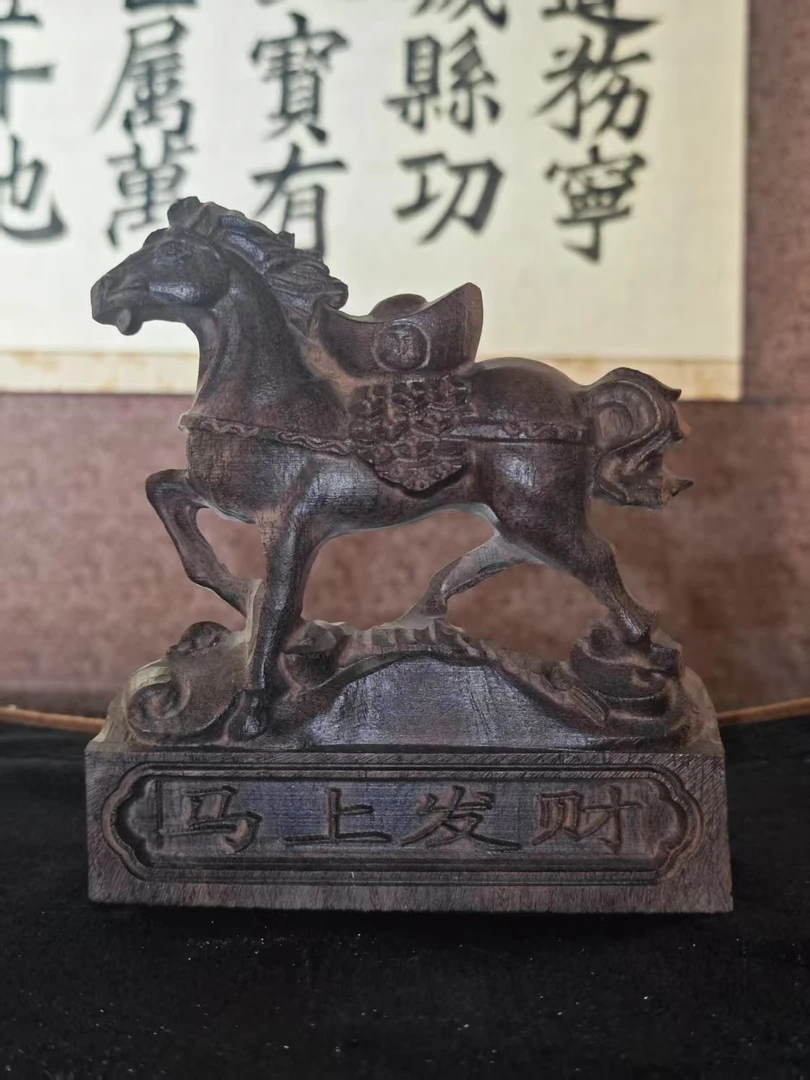 马上发财木质摆件10