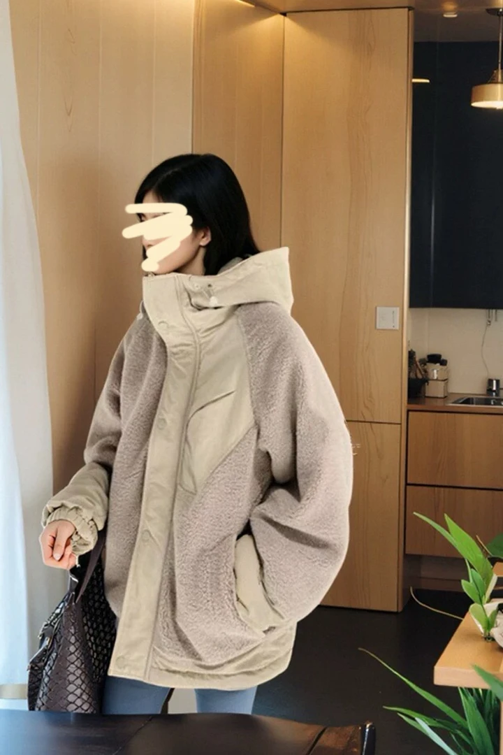 1914 复古美式加厚拼接毛毛棒球服棉服外套（S25）