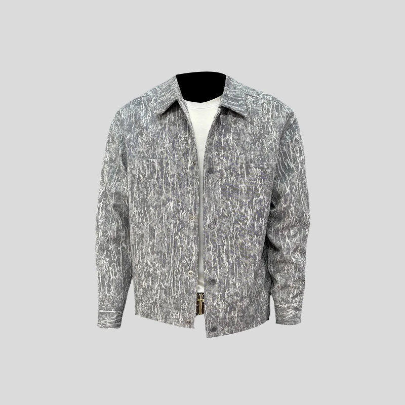 ohmmayby翻领夹克男春秋季新款潮牌休闲灰色宽松落肩袖潮流外套