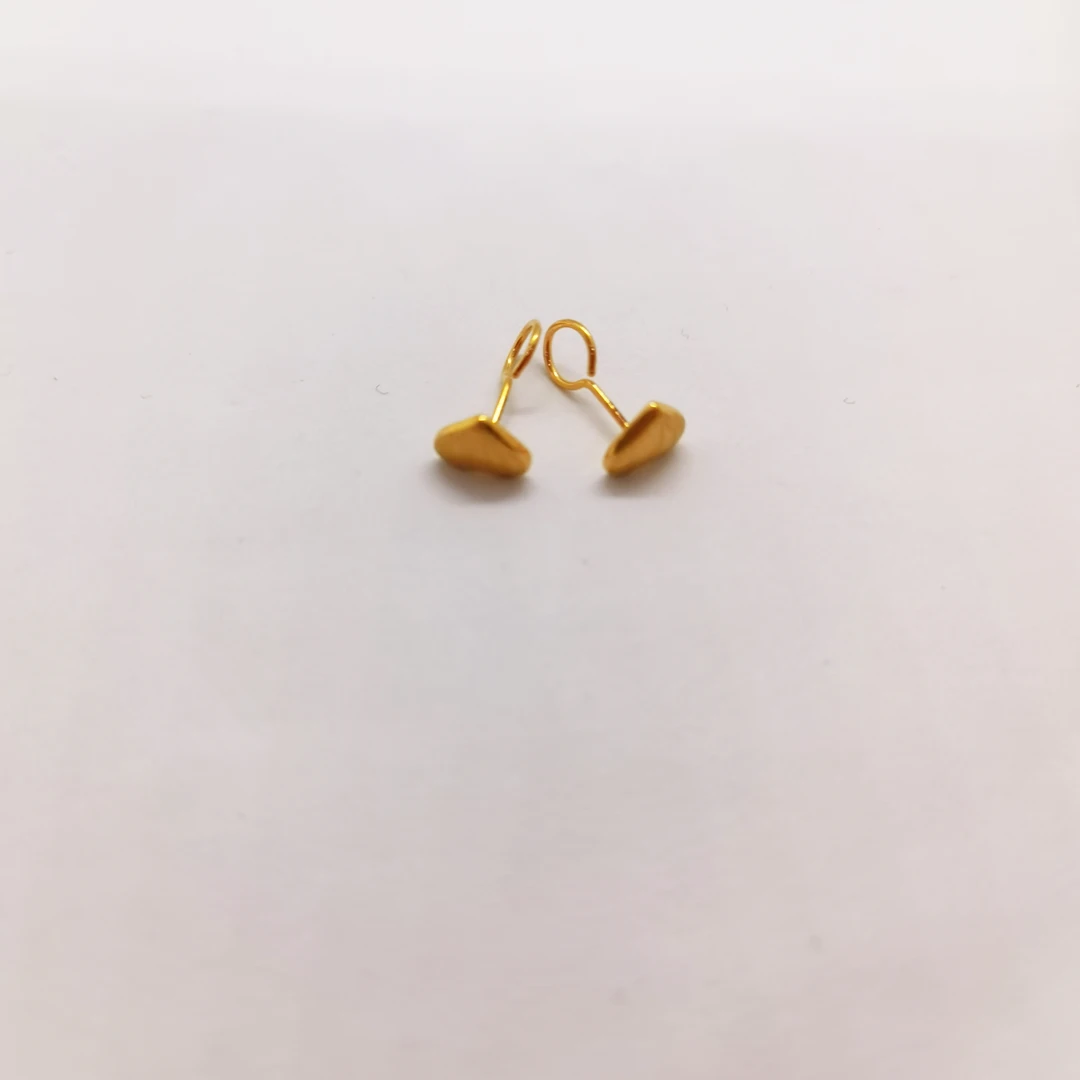足金999 爱心耳钉弯针