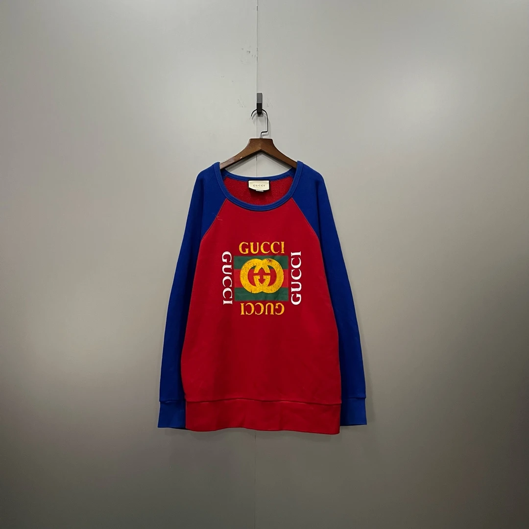 95新 GUCCI/古驰 （ll）拼色双G印花卫衣 M码 202238