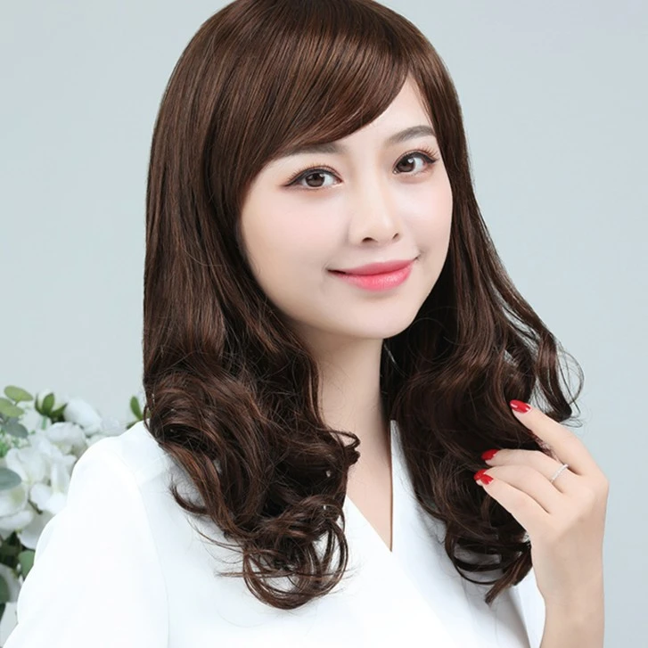 中老年妈妈假发女真人发丝女士光头专用薄款时尚洋气长卷发全头套