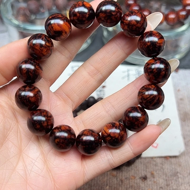 降真香手串/手链慎*海南红降1.5圆珠黑金极品