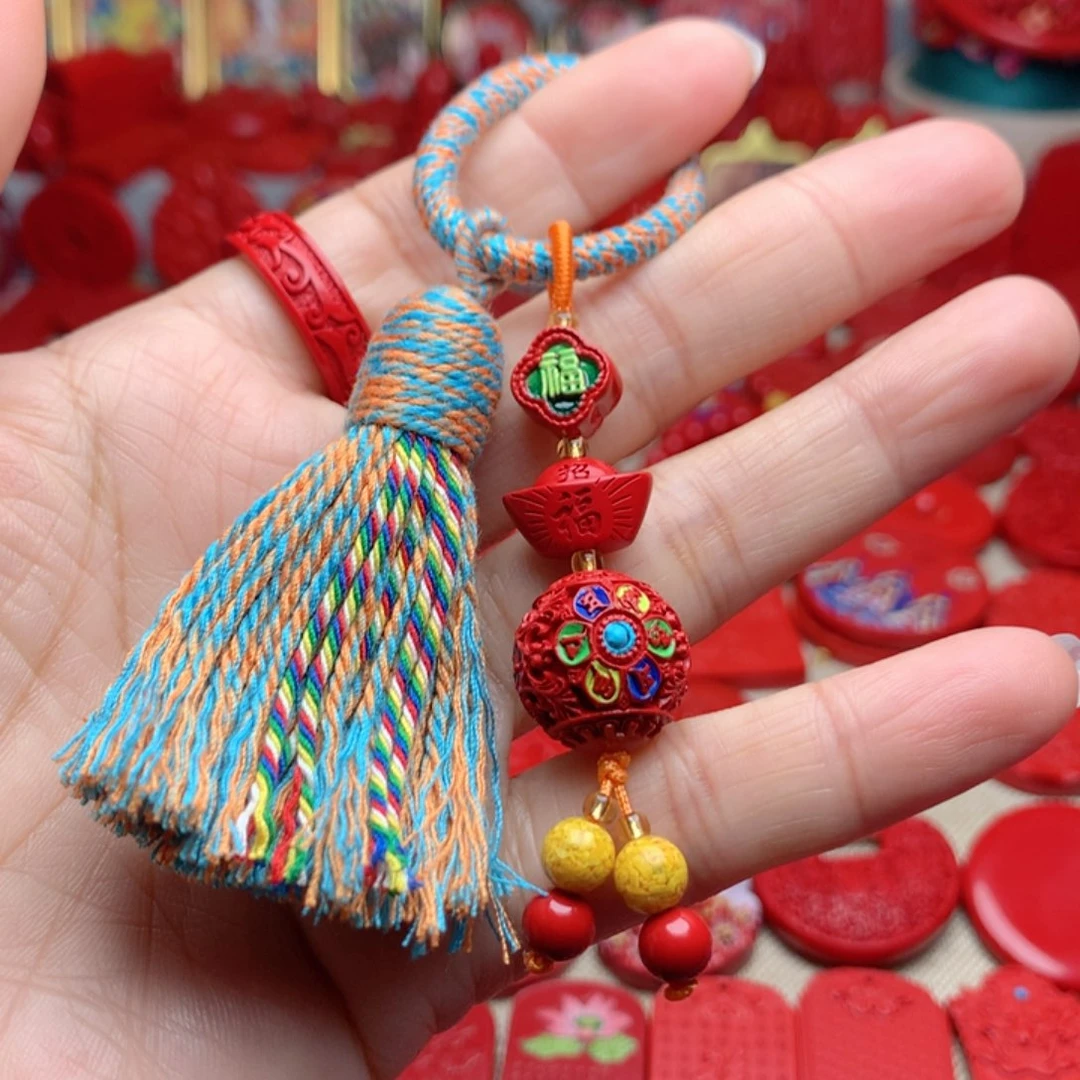 天然辰砂工艺品朱砂钥匙扣包包挂