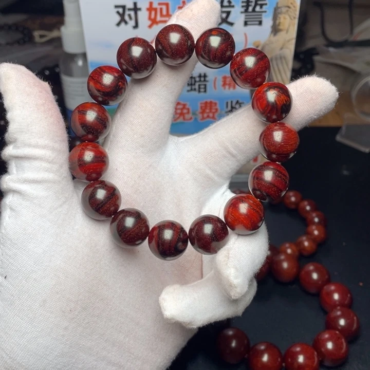 栗***手串/手链檀香紫檀（小叶紫檀）印度小叶紫檀1.5虎皮瑕疵