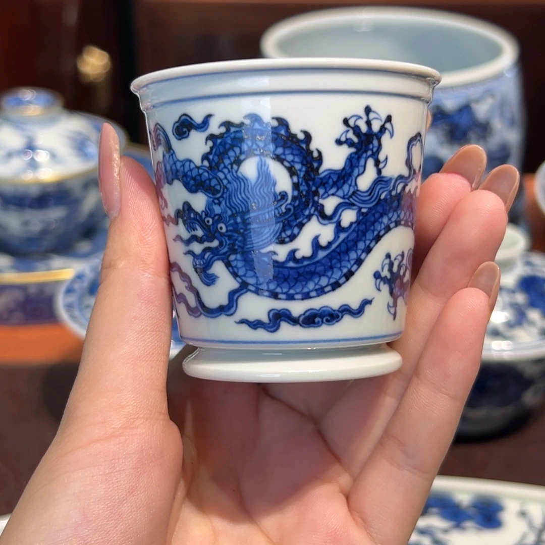 青花雯华堂手绘杯杯