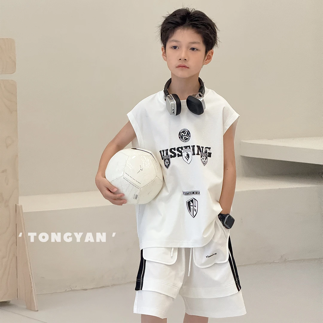 男童套装2025夏季新款儿童无袖背心运动短裤中大童两件套TY70968